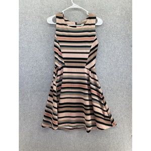 BAR III Women's Fit & Flare Dress Sleeveless Striped Size Medium USA Made